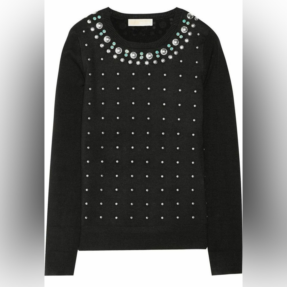 Michael Kors Black Sweater with Silver Embellishments